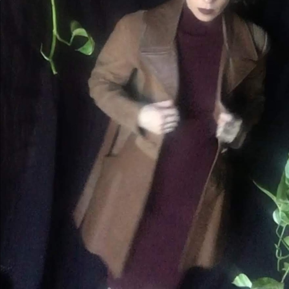 Vintage Leather suede brown tan jacket pea coat